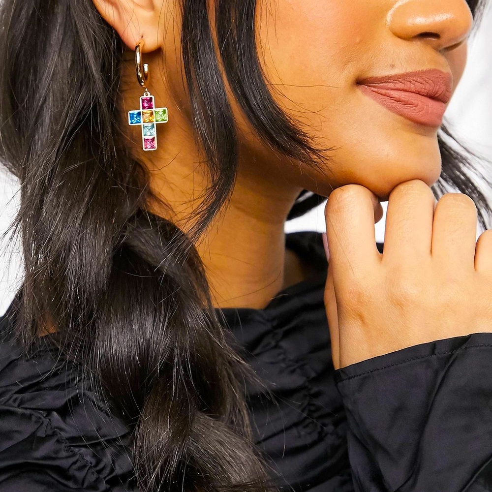 Topshop Cross Drop Earrings